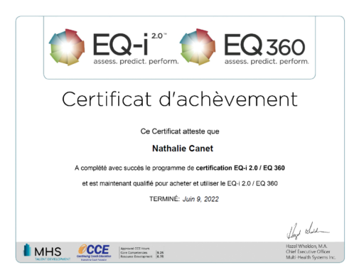 Certificat intelligence émotionnelle EQ-i